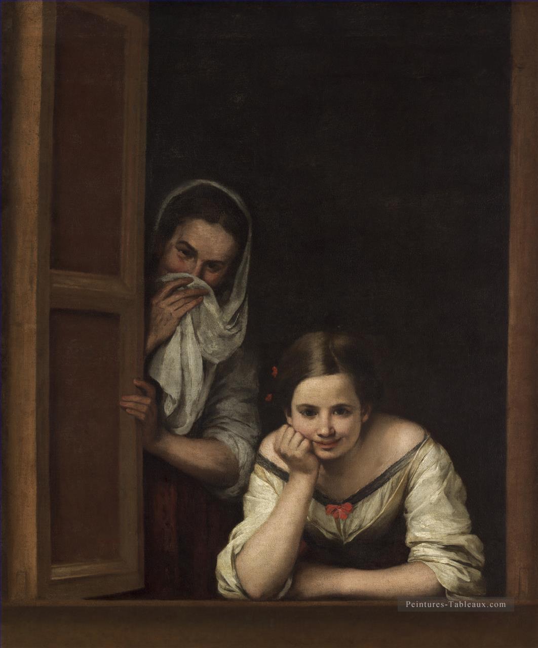 Une fille et son Duenna espagnol Baroque Bartolome Esteban Murillo Peintures à l'huile